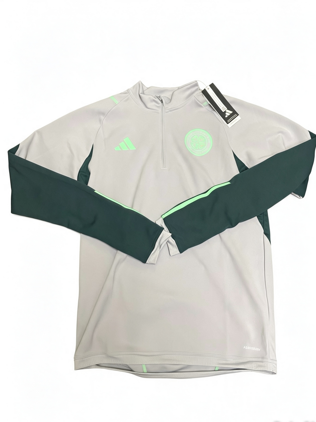 Adidas Celtic FC Training Top 1/4 Zip – Grey / Green – Brand New