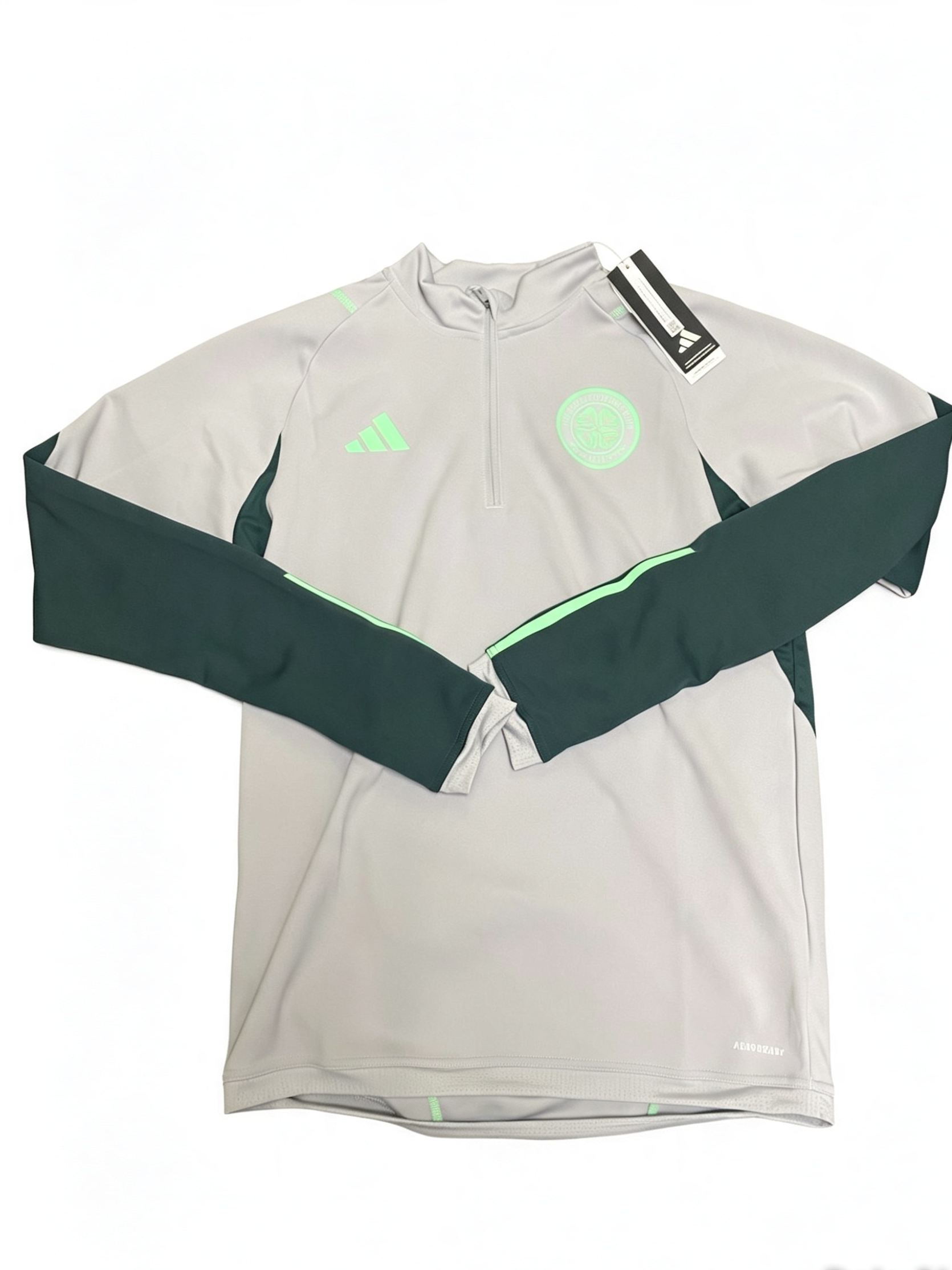 Adidas Celtic FC Training Top 1/4 Zip – Grey / Green – Brand New