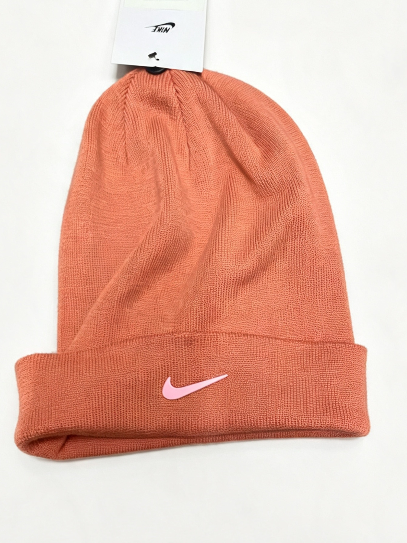 Nike Cuffed Beanie Hat – Coral / Pink Swoosh – Brand New With Tags