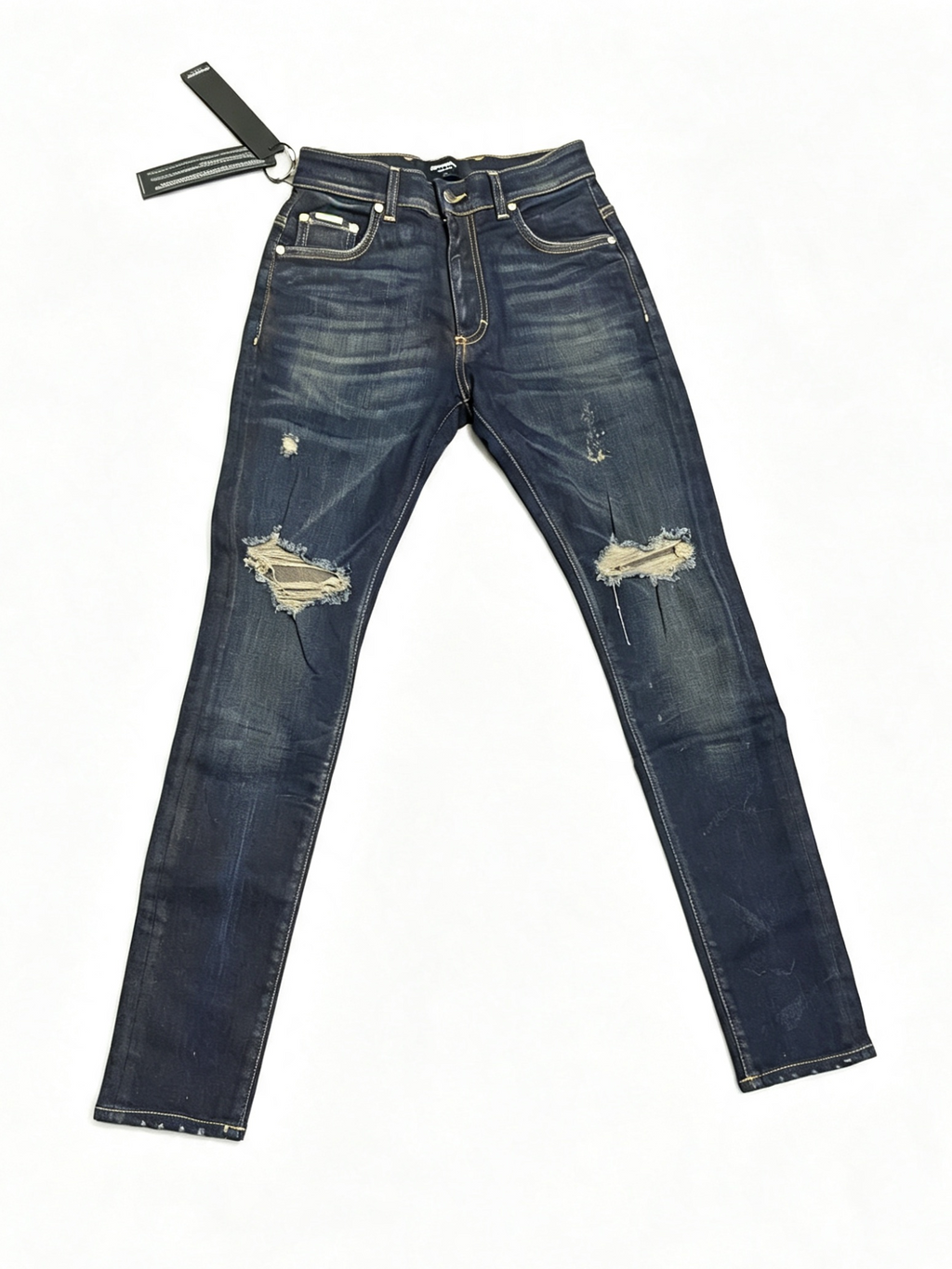 Represent R1 Men's Slim Fit Distressed Jeans – Dark Indigo – W30 – BNWT
