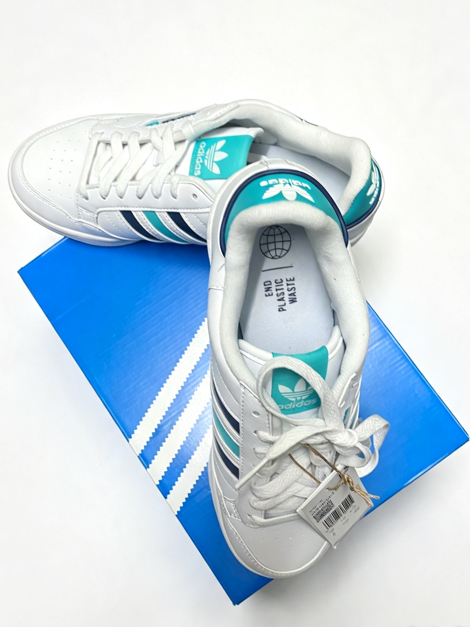 Adidas Originals Continental 80 / Retro Trainers | White / Teal / Navy | BNIB