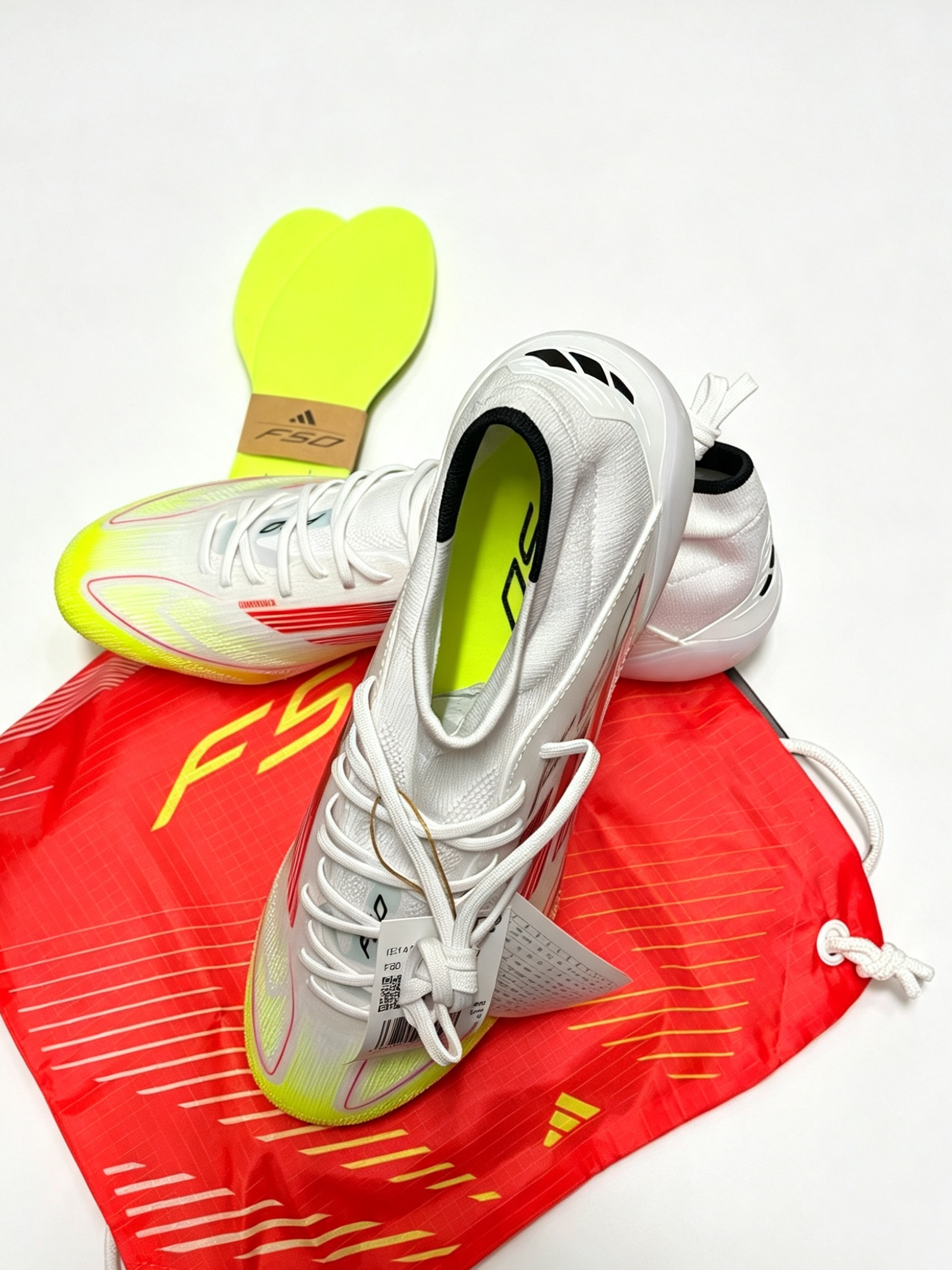 Adidas F50 Elite Mid FG Football Boots – White / Red / Yellow – Brand New
