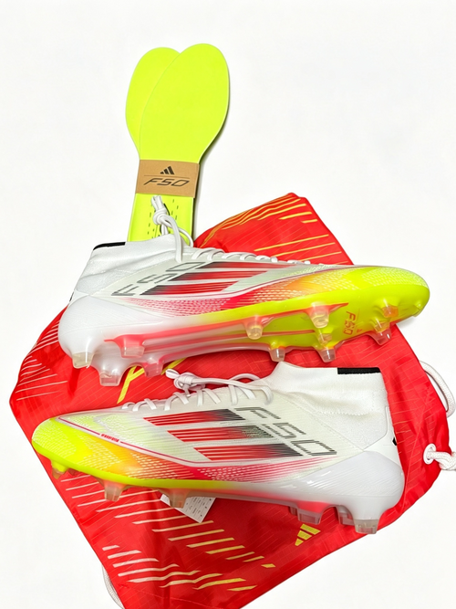 Adidas F50 Elite Mid FG Football Boots – White / Red / Yellow – Brand New