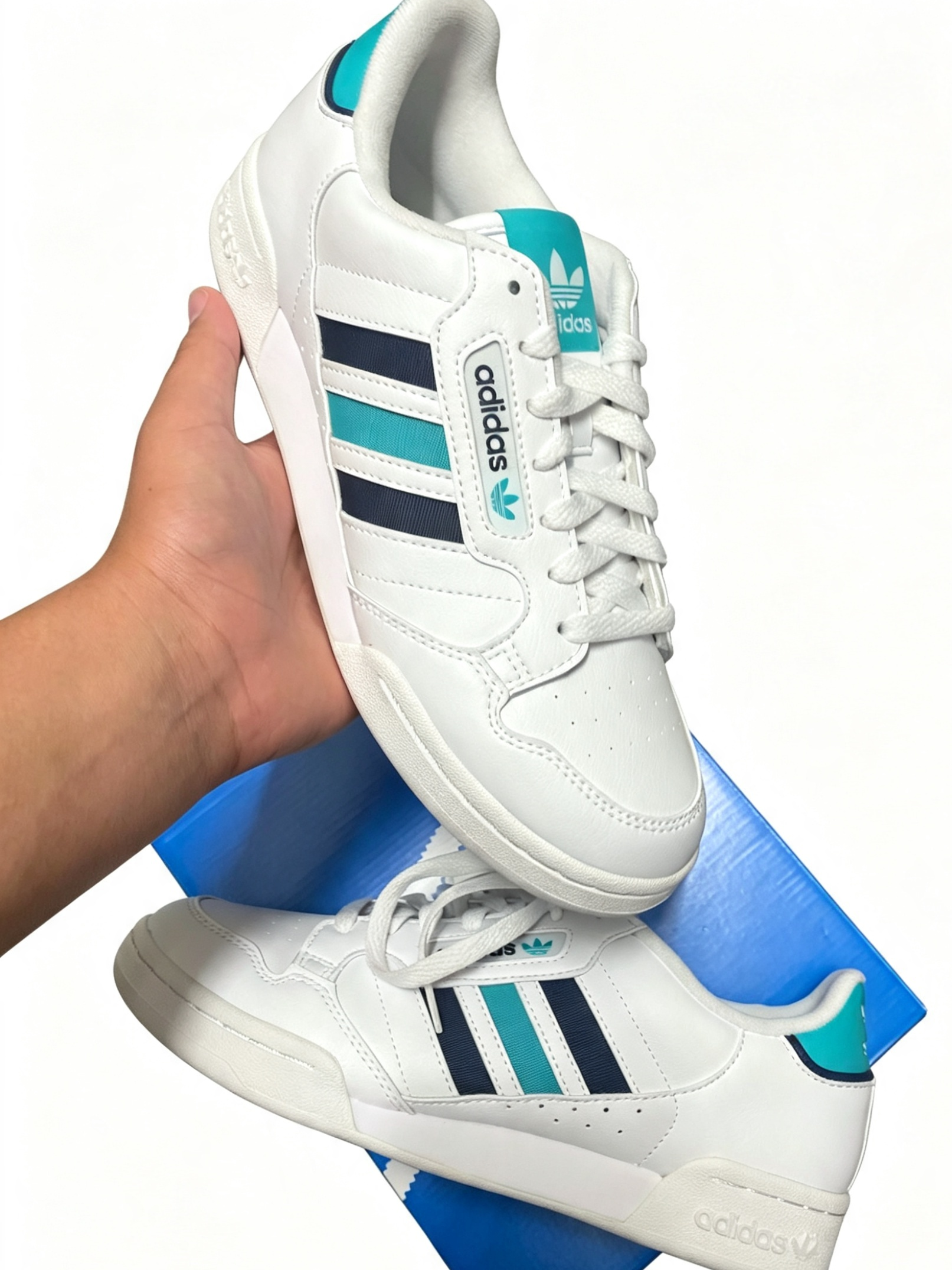 Adidas Originals Continental 80 / Retro Trainers | White / Teal / Navy | BNIB