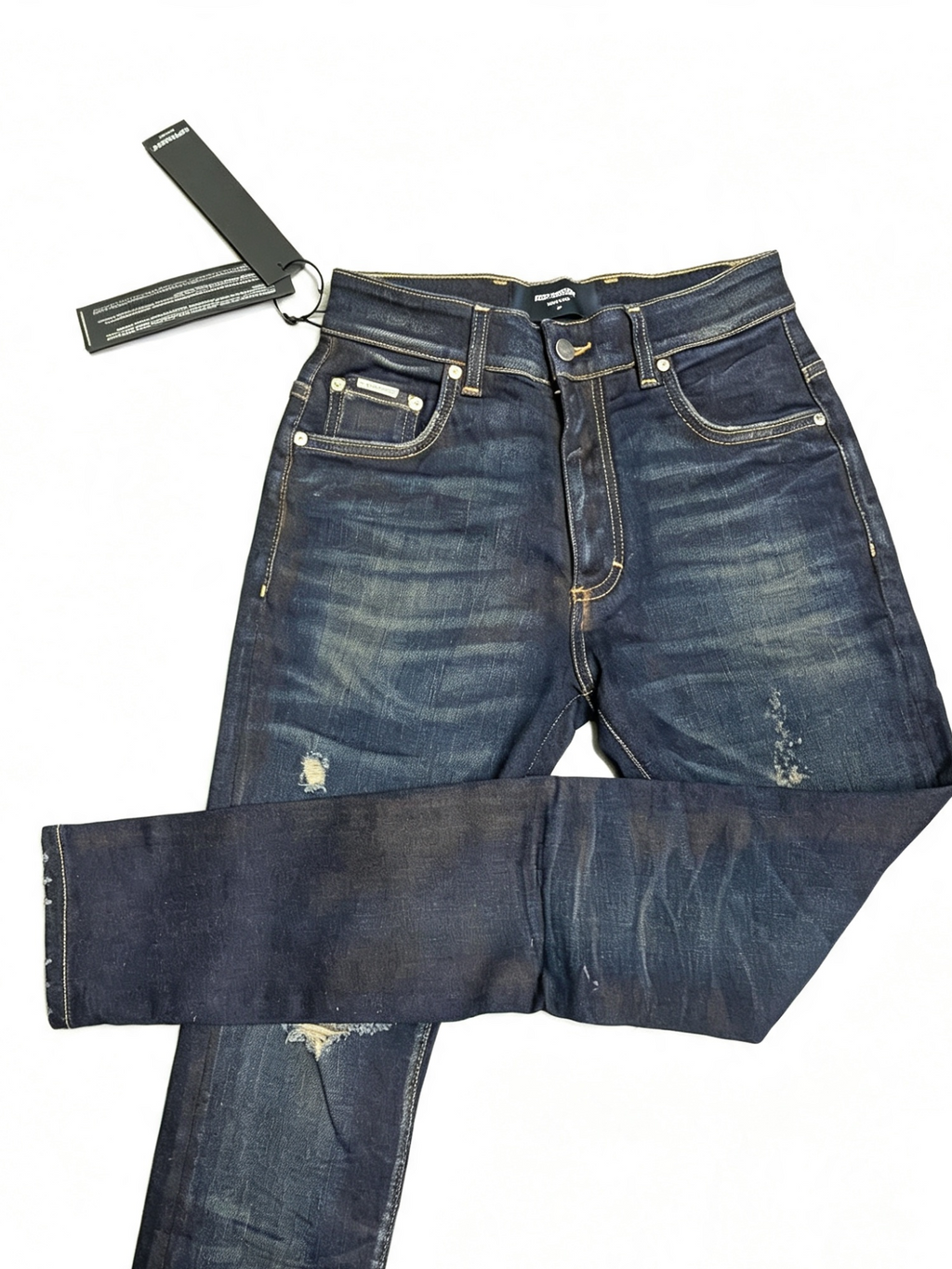 Represent R1 Men's Slim Fit Distressed Jeans – Dark Indigo – W30 – BNWT