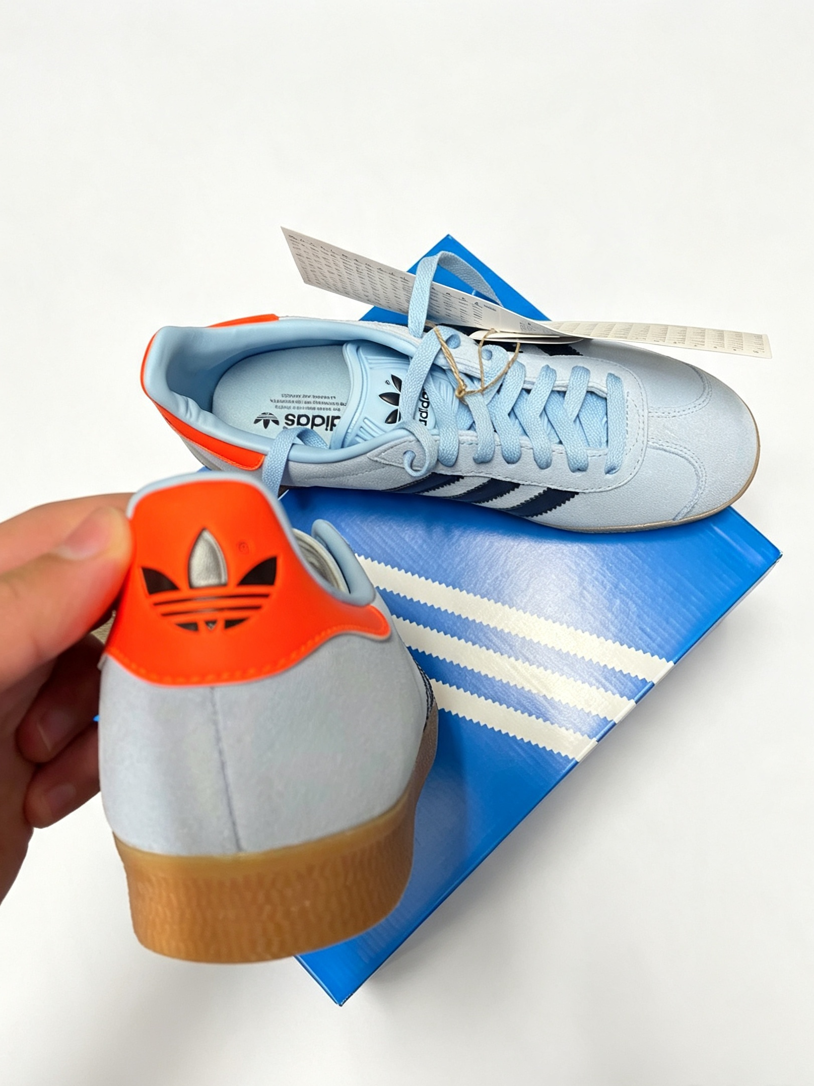 Adidas Originals Gazelle – Light Blue / Black / Orange – Brand New In Box