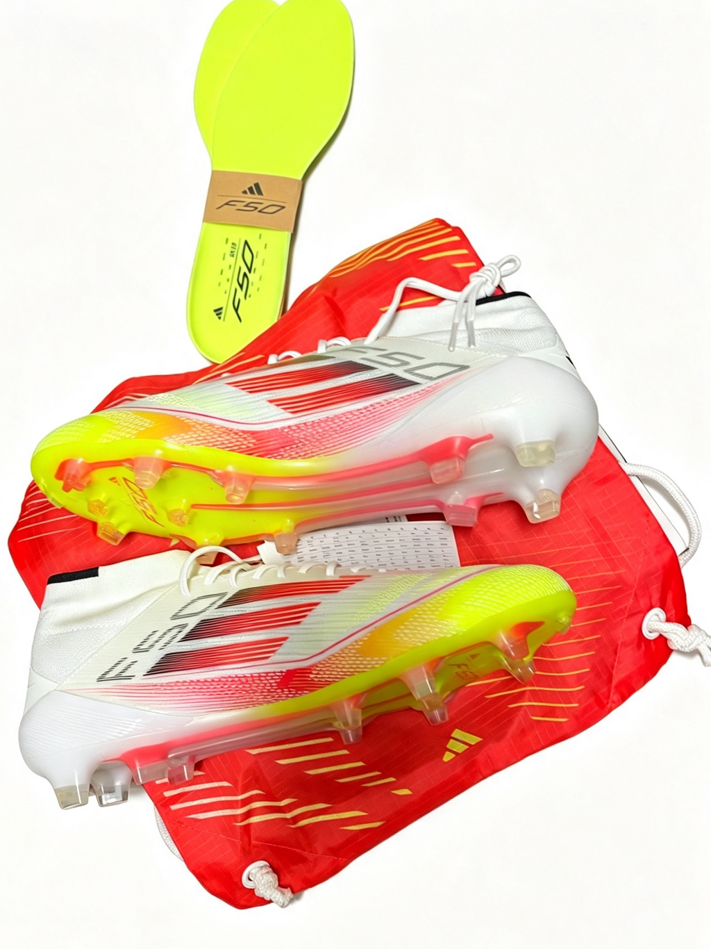 Adidas F50 Elite Mid FG Football Boots – White / Red / Yellow – Brand New