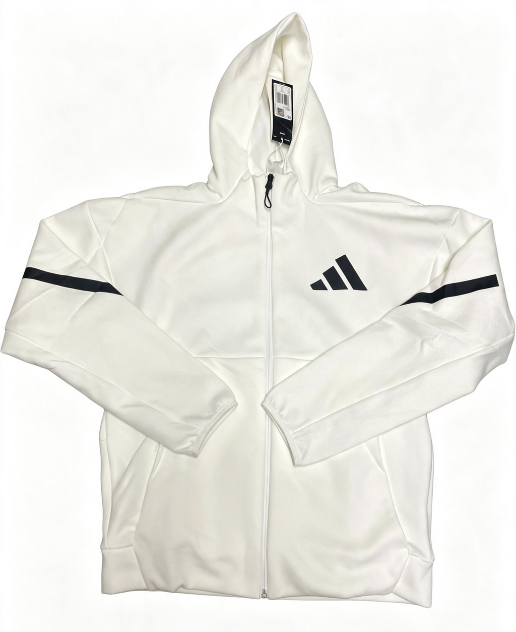 Adidas Z.N.E. Full-Zip Hoodie – White / Black – Brand New With Tags