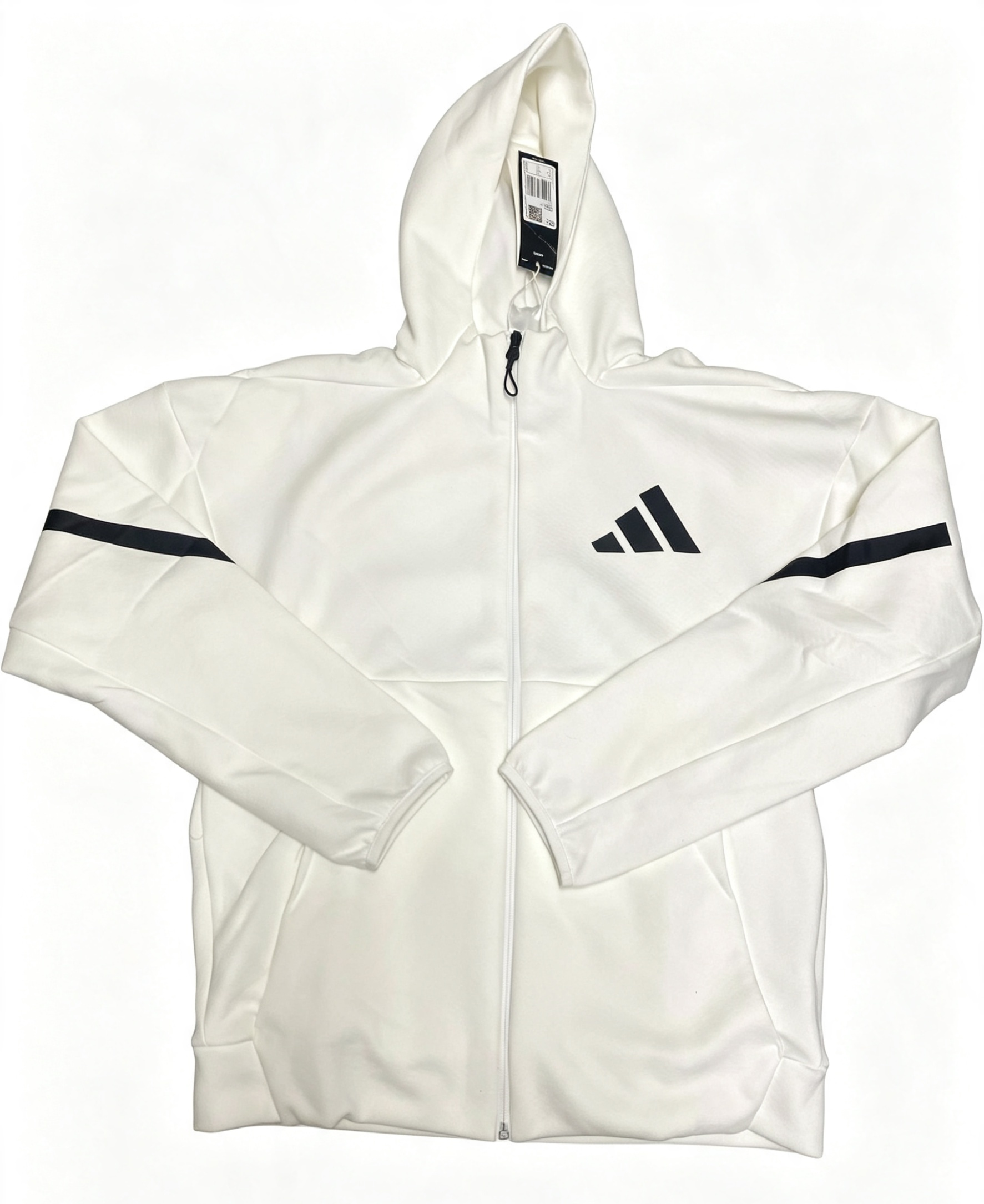 Adidas Z.N.E. Full-Zip Hoodie – White / Black – Brand New With Tags