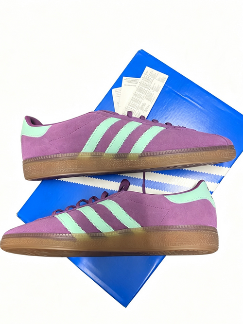 Adidas München Originals Brand New Purple Mint Suede Gum Sole Casual Sneakers